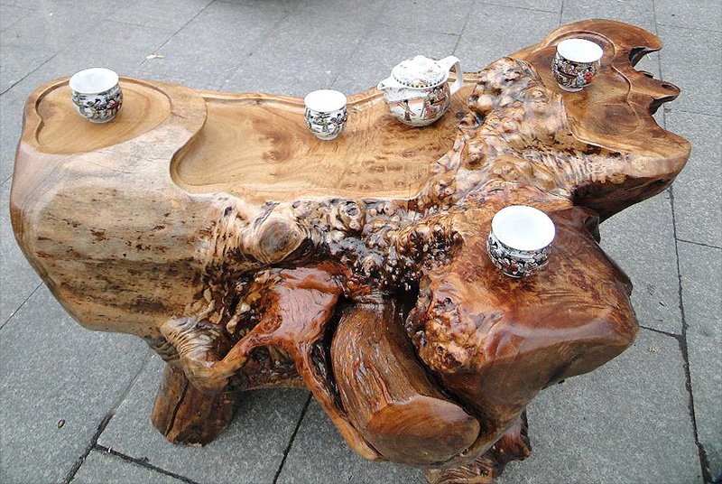 Root carving tea tray is too big to move