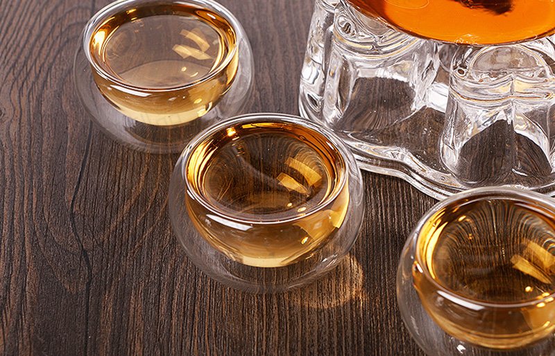 Double-layer hollow design glass teacups