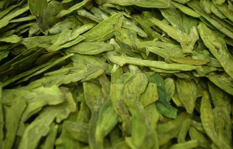 The Longjing tea after processing is flat and dry, but still green