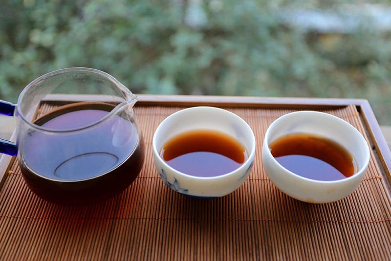 Ripe Pu-erh tea infusion show darker
