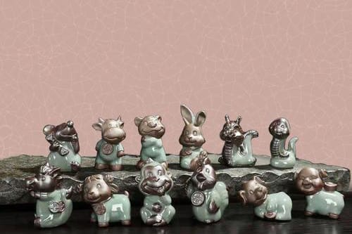 The Chinese twelve zodiacs style tea pets, how many can you identify